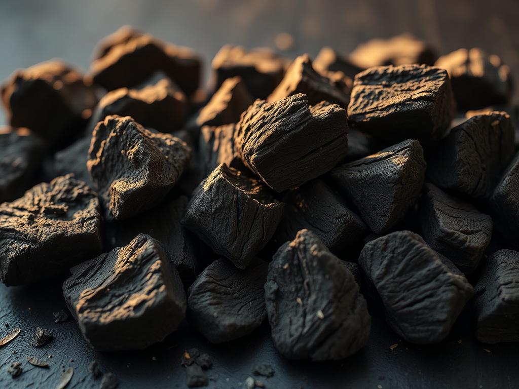 A detailed close up of large pieces of coconut shell